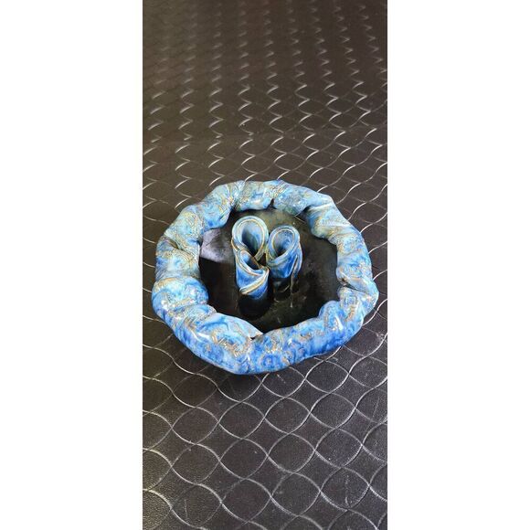 Handmade Pottery Flower Frog Blue - Picture 7 of 9